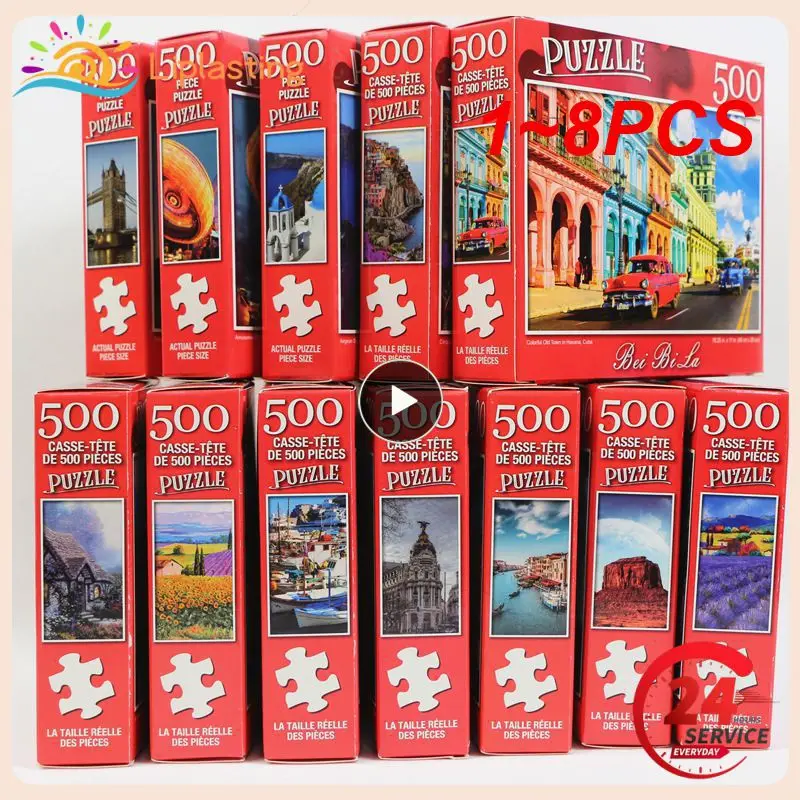 

1~8PCS Piece Adult Children's Puzzle Educational Educational Toys Beautiful Scenery Cute Animal Puzzle Decompression Toys
