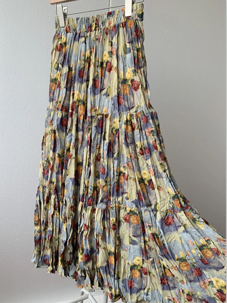 2024 новинка весны и лета женская тонкая длинная юбка с высокой талией высокое