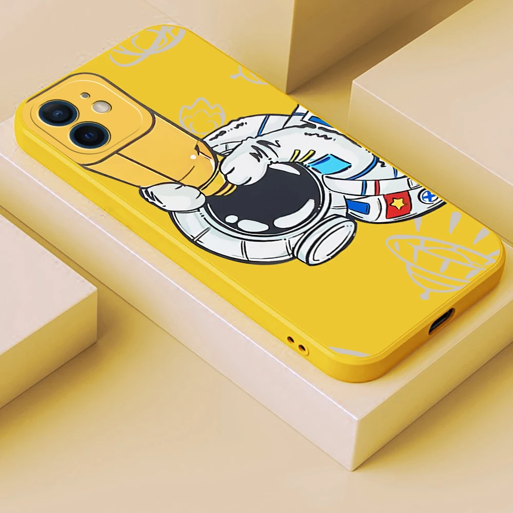 astronaut funny cartoon phone case for iphone 11 13 pro max 12 x xs xr xsmax se2020 8 8plus 7 7plus 6 6s plus hot silicone cover free global shipping