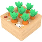 Деревянные игрушки для малышей, набор игрушек Монтессори, вытягивающая форма моркови, соответствующий размер, познавательная обучающая игрушка Монтессори, деревянные игрушки для малышей