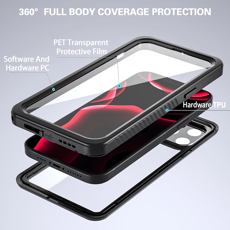 Полностью герметичный IP68 Подводный Чехол для iPhone 13 12 Pro Max Mini 11 XS XR 6 7 8 Plus 5 SE 2 3