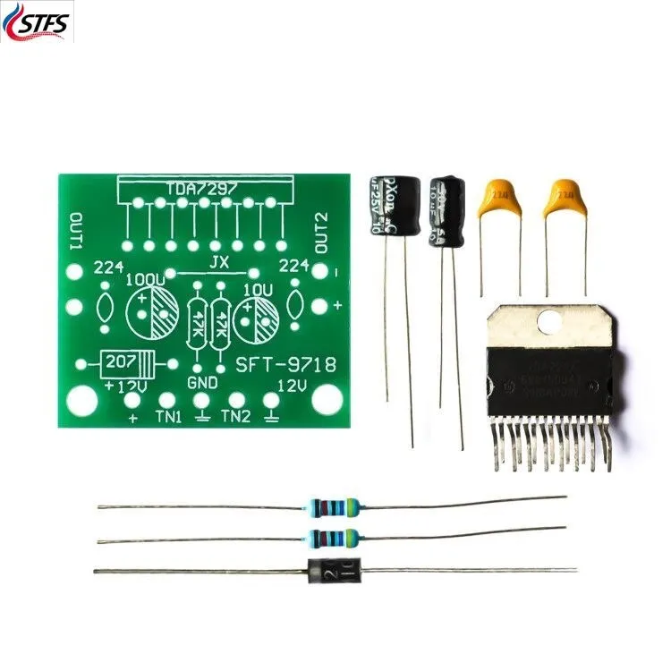 

1set TDA7297 amplifier board spare parts dc 12v grade 2.0 dual audio encoding 15w electronic diy kit