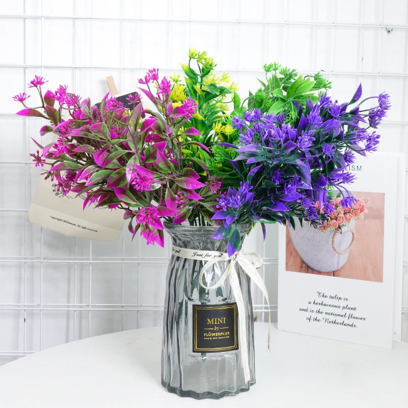 

Artificial Flowers Fake Leaves Wedding Decoration Vases Outdoor Plastic Artificial Plants DIY Home Room Garden Party Wall Decor