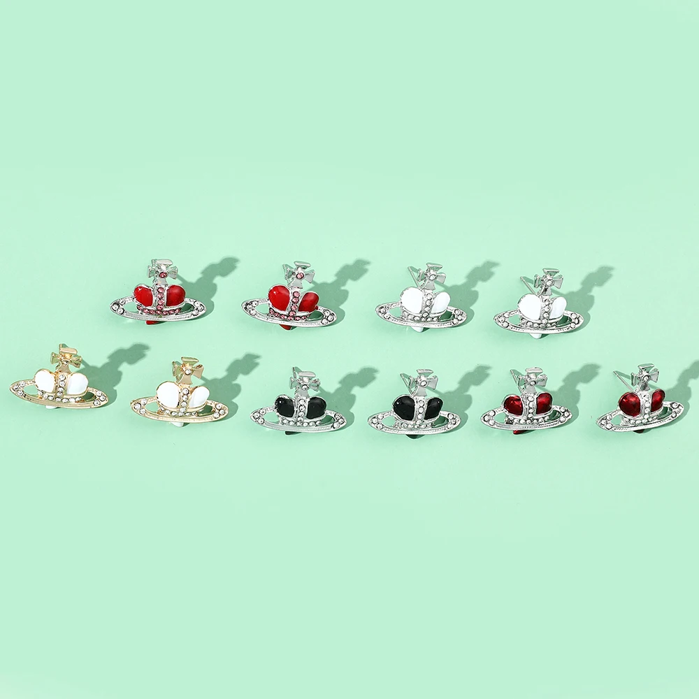 Серьги Vivienne Westwood модные простые серьги с кристаллами любви для девочек ювелирные