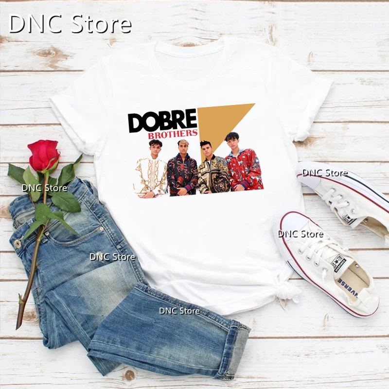

Fashion new women t-shirt music singer Dobre Brothers combination graphic print t-shirt femme Harajuku Hip Hop 90s girls t-shirt