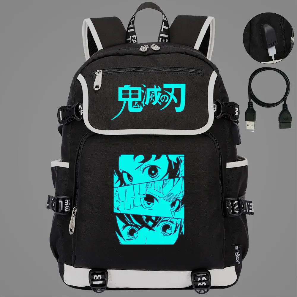 

Hot Anime Demon Slayer Luminous Multifunctional School Bags USB Charging Laptop Backpacks Teenager Travel Bagpack Mochila