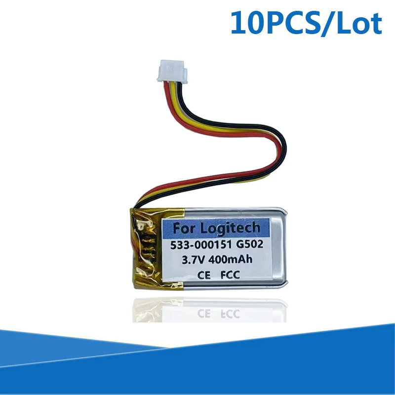 

10PCS/Lot 400mAh 533-000151 AHB521630PJT Battery For Logitech G502 Hero Proteus Spectrum RGB Wireless Mouse Batterie Accumulator