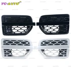 Боковая решетка автомобиля, вентиляционные отверстия, решетка, бампер, глянцевый черныйсеребристый, для Land Rover LR4 2010, 2011, 2012, 2013, 2014, 2015, 2016