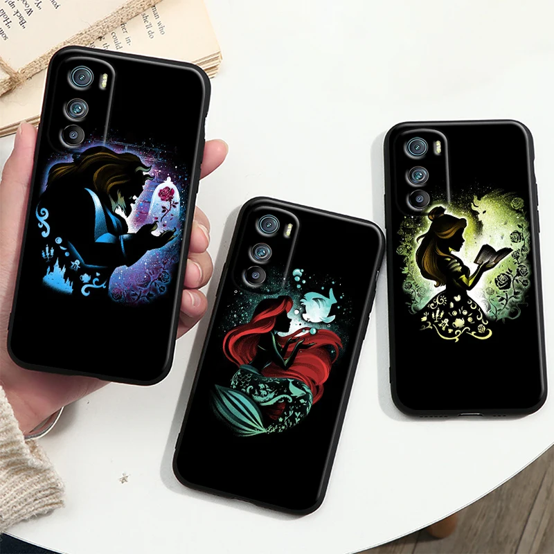 

Disney Cartoon Princess black For Motorola MOTO G9 G8 E7 E7i E6 Power Edge One Fusion Plus Lite Hyper Marco TPU Phone Case