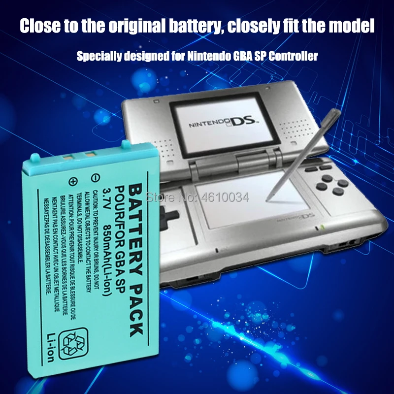 Аккумулятор на 3,7 В и 850 мАч для игровых систем Nintend Game Boy Advance SP с отверткой и литиевой батареей.