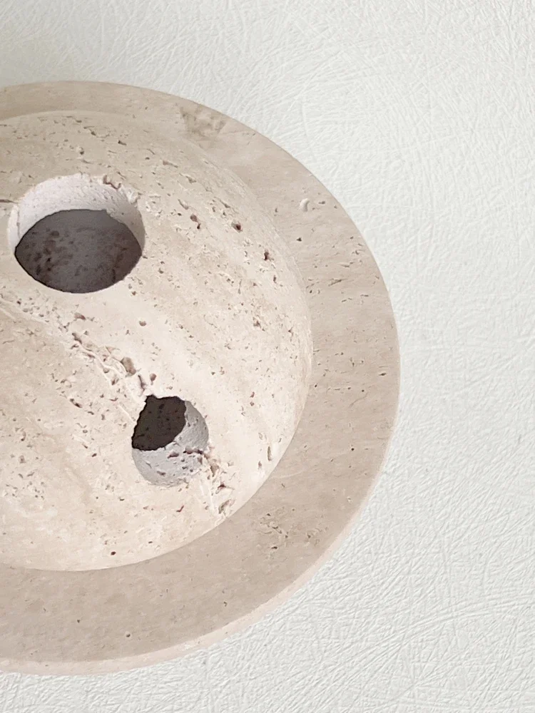 Ваби-саби желтый травертин декоративный камень 3 отверстия натуральный мрамор