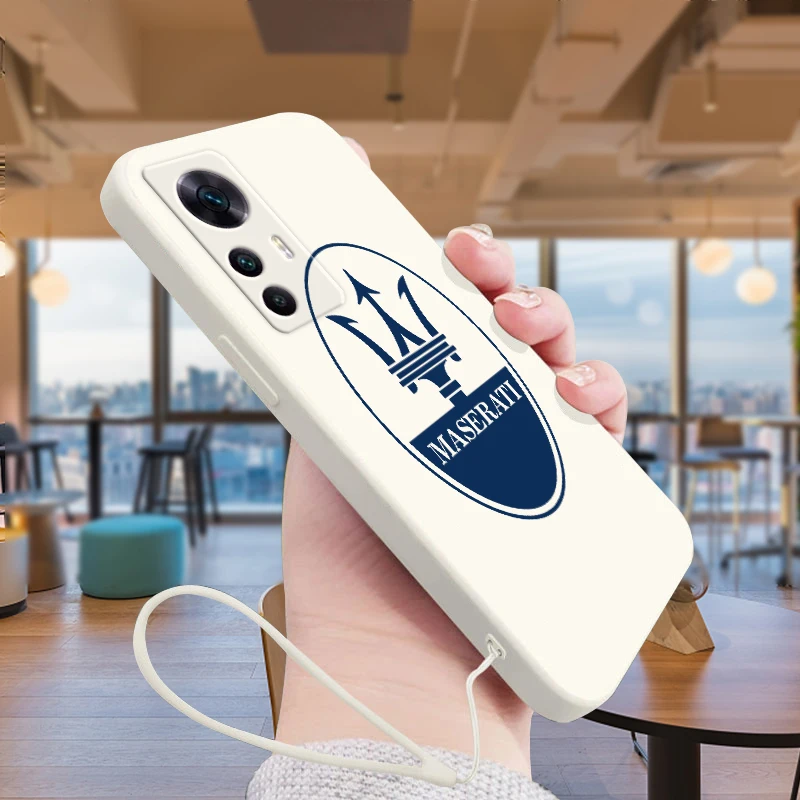 

Luxury Car Maserati Logo For Xiaomi Mi 13 12S 12 12T 12X 11i 11T 11 10 10S 10T Pro Lite Ultra Liquid Rope Phone Case