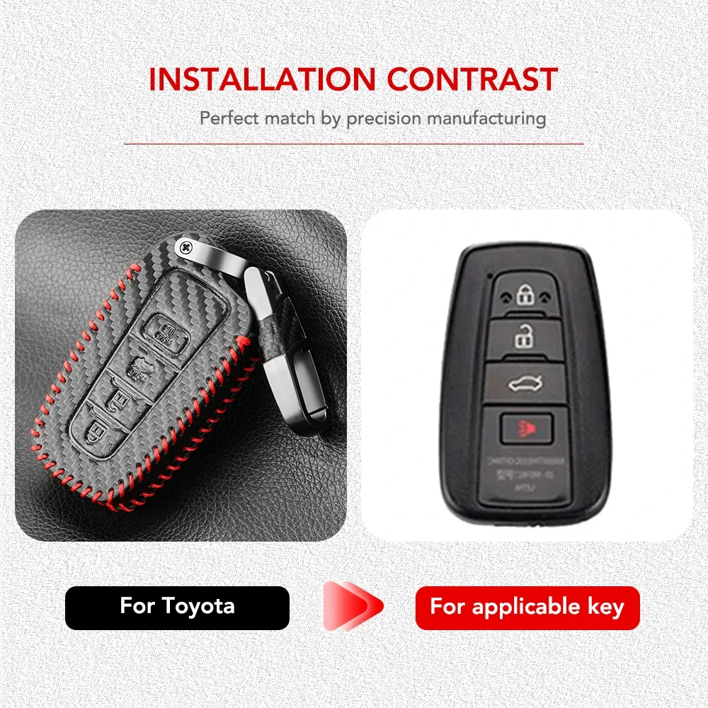 Чехол для автомобильного ключа Leatjer 2/3/4 кнопок Toyota Camry CHR Corolla RAV4 Avalon Land Cruiser Prado Prius