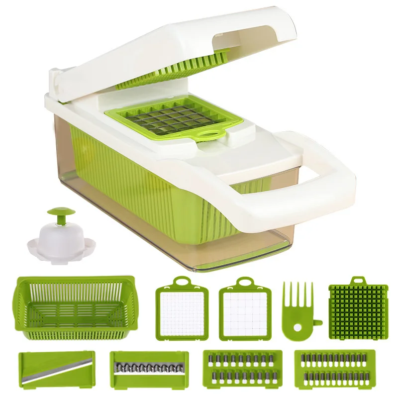 

13 in 1 Multifunctional vegetable cutter potato shredded grater grater dicer kitchen household tools vegetable basket cleaning