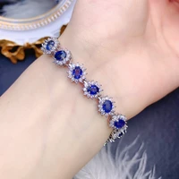 100 genuine silver 925 sapphire chain bracelet bangle with certificate charm bracelet for women silver bangles fashion jewelry