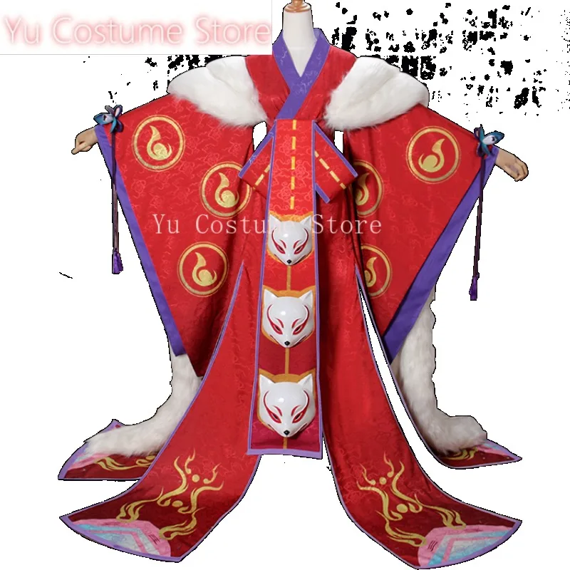Ю Костюм Аниме! Onmyoji Jinten Tamamonomae SP Shikigami великолепное игровое кимоно косплей костюм