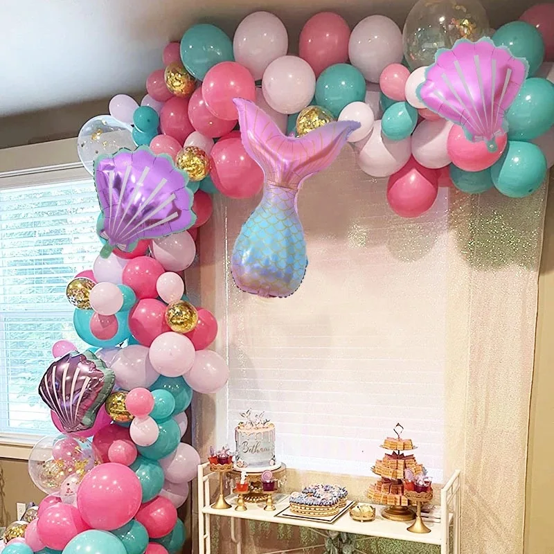 

Seashell Mermaid Balloons Set Birthday Party Wedding Backdrop Decoration Supplies Festival Atmosphere Layout Balloons Garland