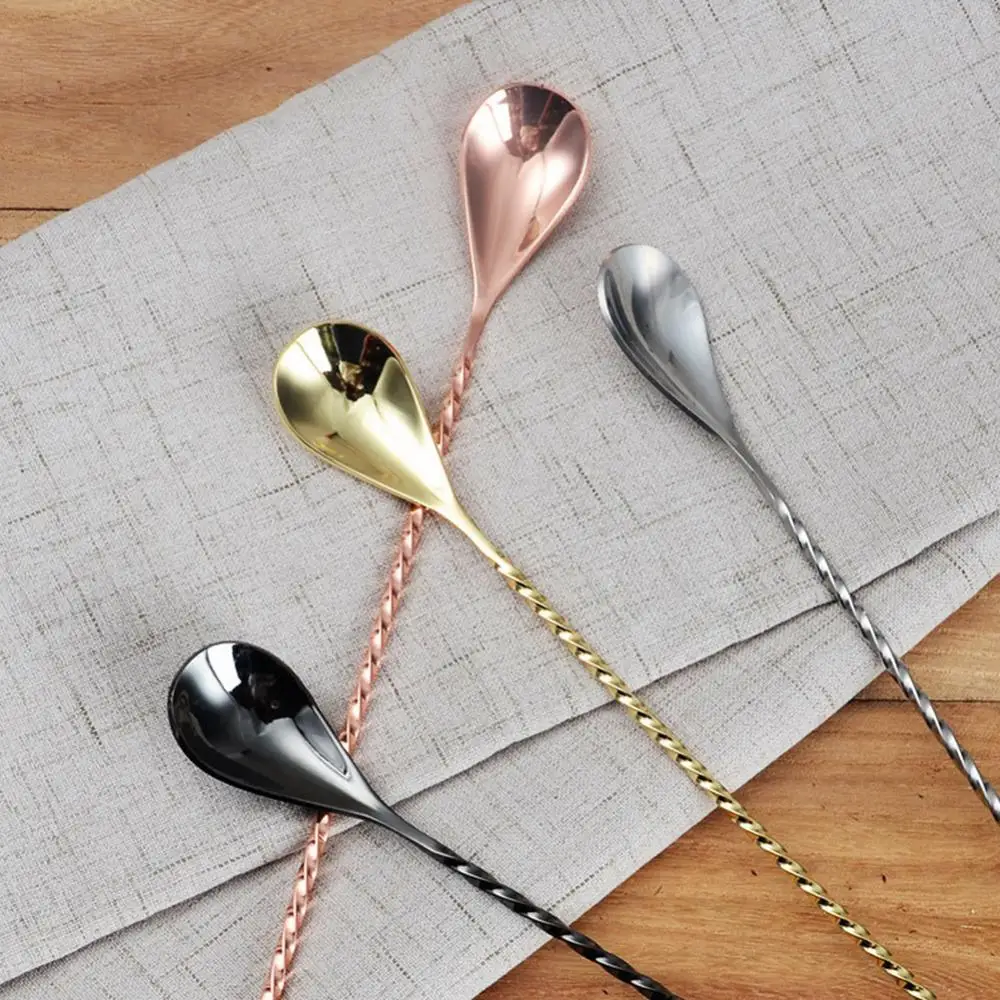 

Stainless Steel Spiral Long Handle Mixing Stir Cocktail Spoon Bar Bartender Mixing Stir Fine Thread Bar Spoon Bar Shaker Tool