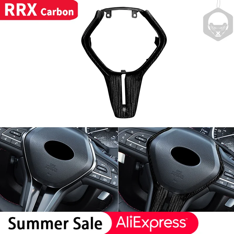 

Car Styling Black / RED Real Carbon Fiber Steering Wheel Trim Cover For INFINITI Q50 2018-2020 Q60 2017-2020 Auto Accessories