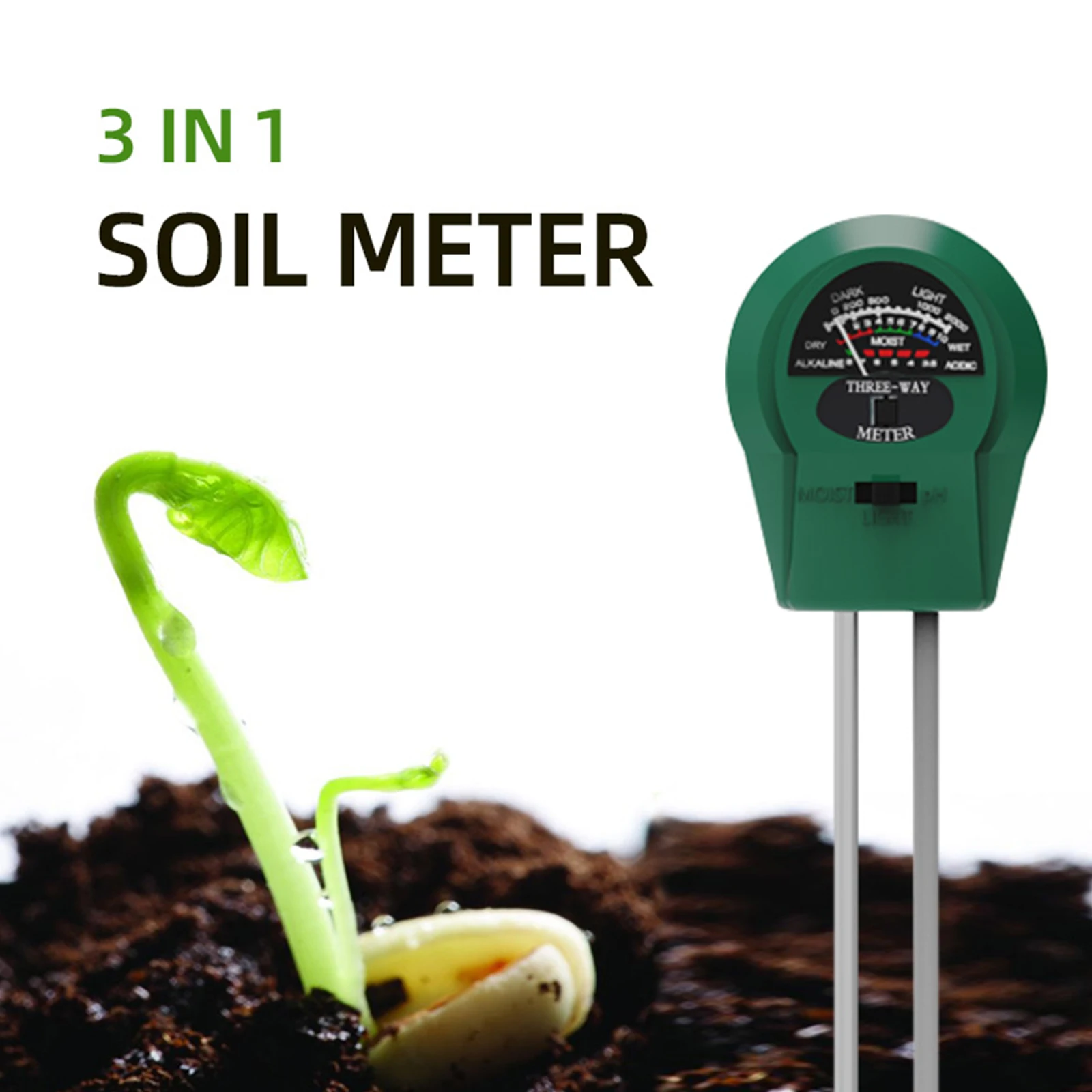 

3 In1 Soil Water Moisture PH Meter Acidity Humidity Sunlight Light PH Test Garden Flowers Moist Sensor Tester Testing Instrument