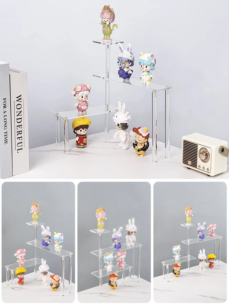 Corner Acrylic Display Risers Stand for Action Figures,Countertop Storage Rack Organizer Holder Toy Jewelry Makeup Display Shelf