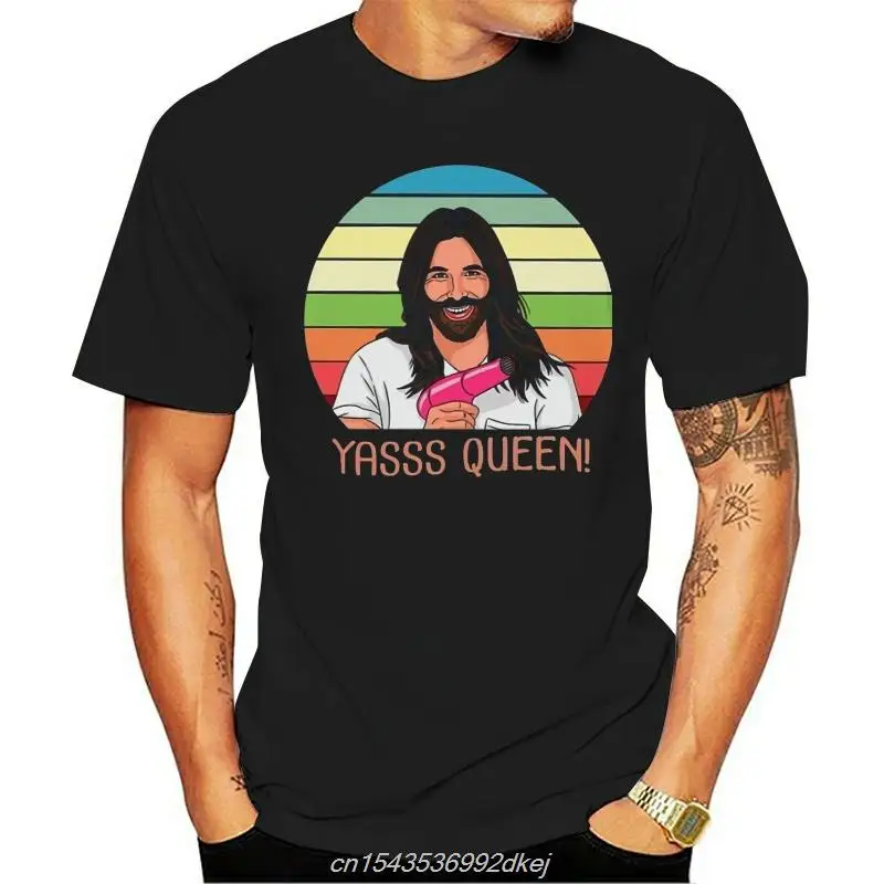 

Yass Queen Jonathan Van Ness T-Shirt Black Cotton Ladies S-3XL US Supplier Cotton Humorous Cotton Tee Shirt