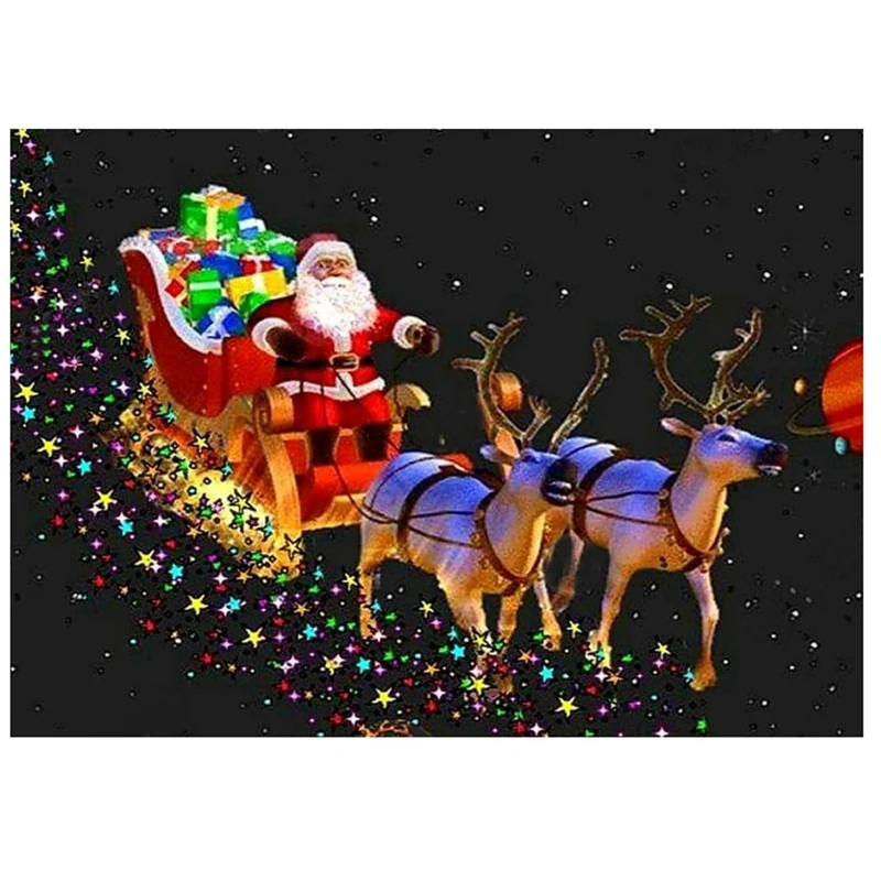 

DIY Full Circle Diamond Diamond Painting Home Decoration Art Crafts Hotel Office Decoration And Gifts Santa In The Sky