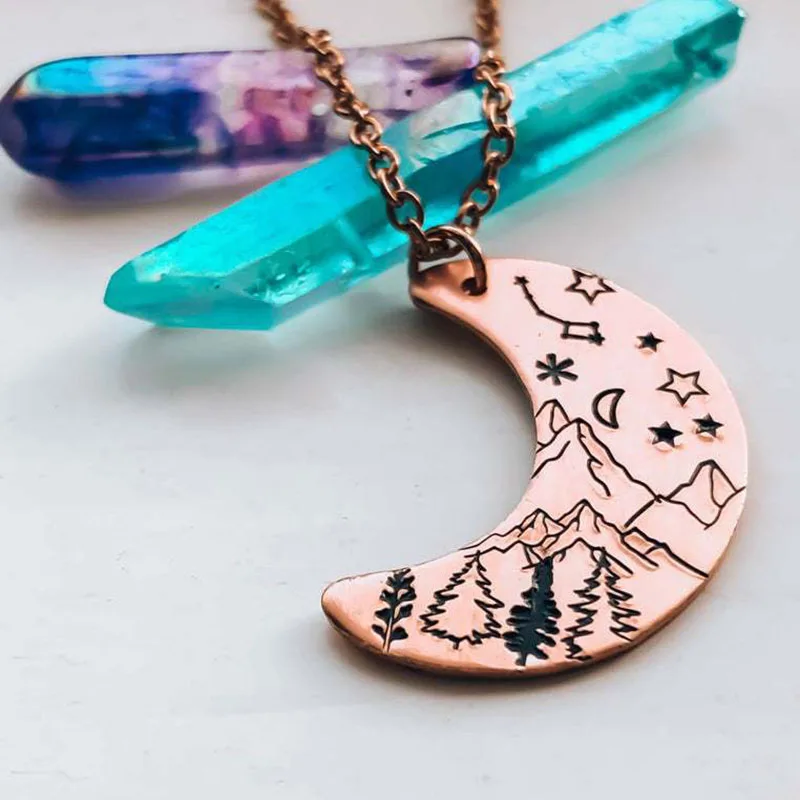 

1Pcs Women Necklace Copper Mountain Forest Necklace Gift