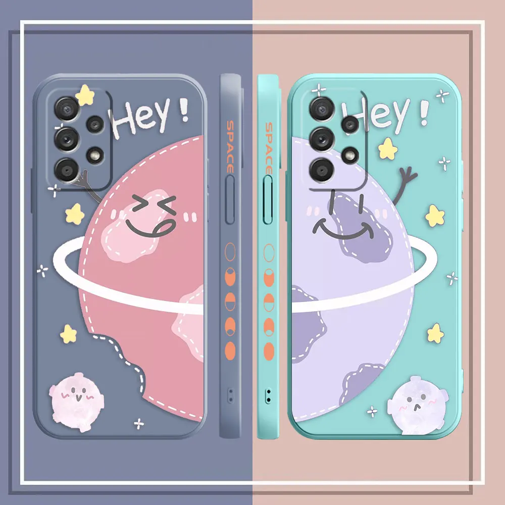 Case For Samsung Galaxy A91 A14 A73 A72 A71 A53 A52 A51 A42 A33 A32 A22 A21S A715F A52S A22S 4G 5G Case Hey Cartoon Earth Star