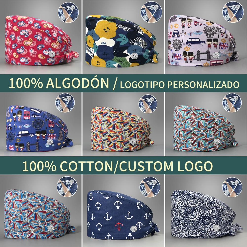 

Настраиваемый новый унисекс мультфильм аниме печать шляпа Регулируемая матовая шапочка для салона красоты Рабочая кепка лаборатория магазин домашних животных матовые шапки