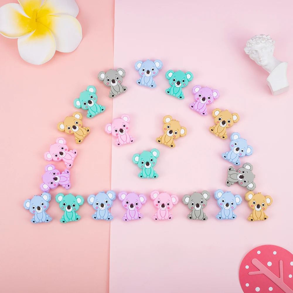 

Sunrony 50Pcs Koala Silicone Beads Baby Teeth Care Teeth Ring Soft DIY Nipple Chain Bracelet Necklace Animal Teether Free Of BPA