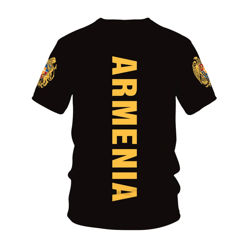 Футболка с эмблемой армянского флага и одинаковым рисунком Мужская Популярная