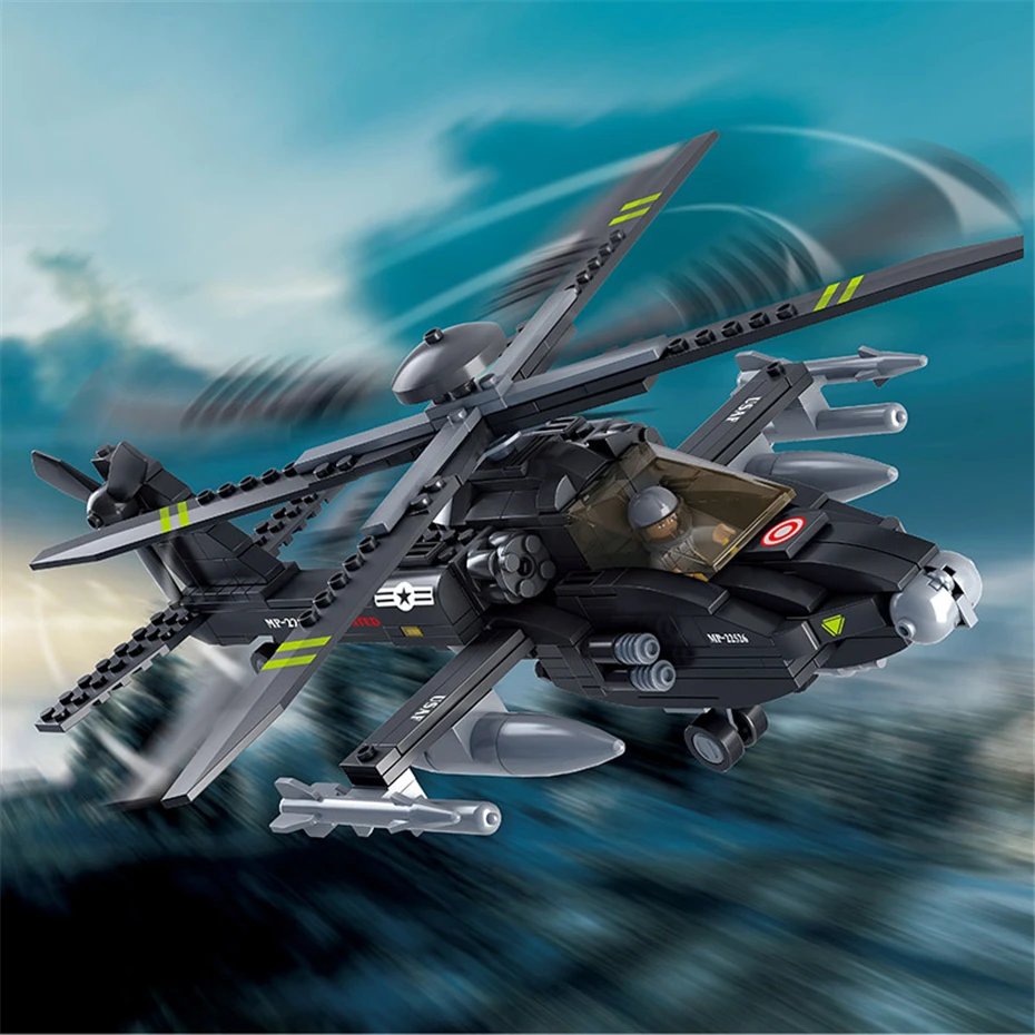 

Sluban 0511 Armed Plane Series 293pcs Rescue Helicopter Model Building Blocks MOC Bricks Airplane Model Kits Educational Toys