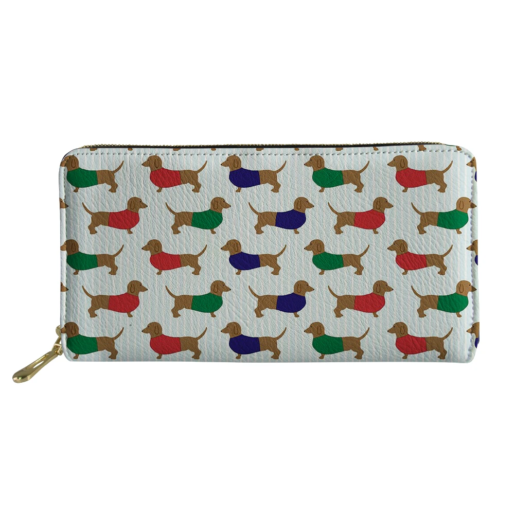 Colorful Dachshund Print Long Wallet Premium Kawaii Teenager Zipper Portomonee Personalized Customized Clutch Bag Unisex Gift