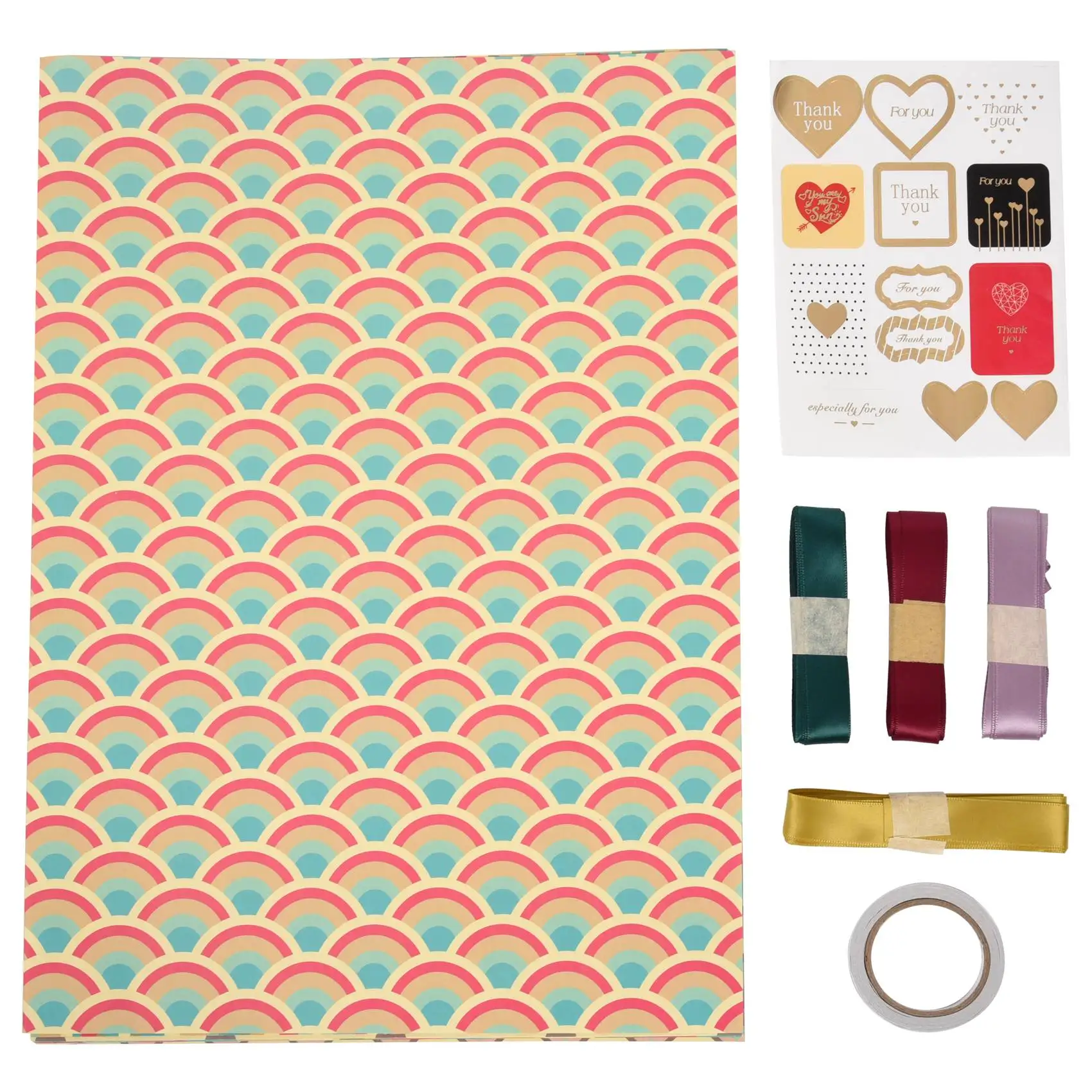 Sheets Birthday Wrapping Paper Set Included 6 Pcs Gift Wrap Papers Ribbon Present Gift Wrapping Paper