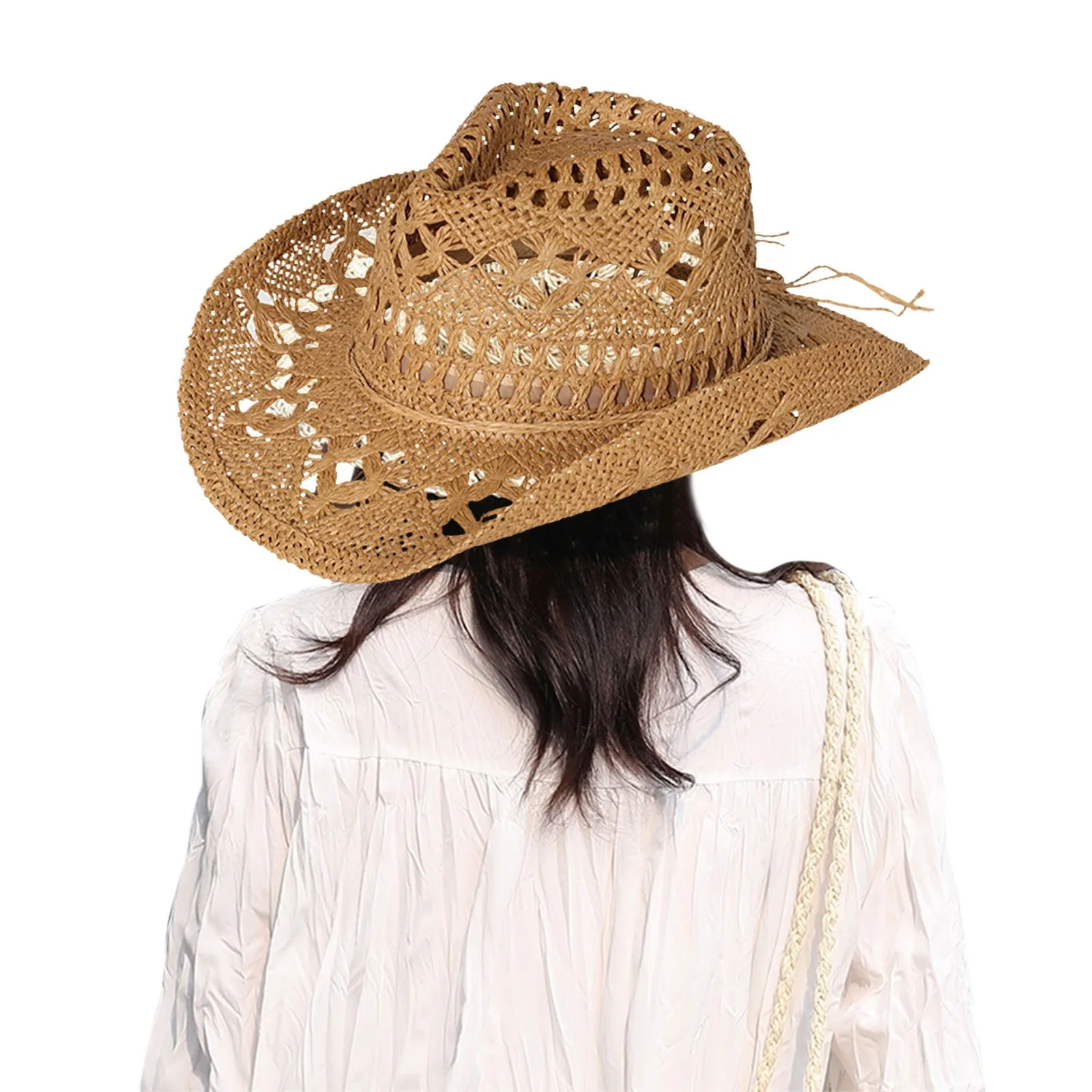 

Летняя уличная Мужская Женская Ковбойская соломенная шляпа ручной работы из ковбойской бумаги дышащая пляжная джазовая шляпа с широкими полями шляпа от солнца