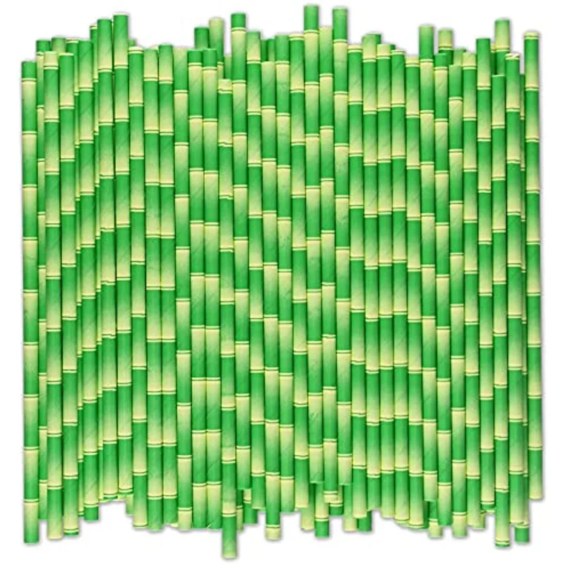 200 штук зеленых бамбуковых бумажных трубок для питья биоразлагаемые соломинки