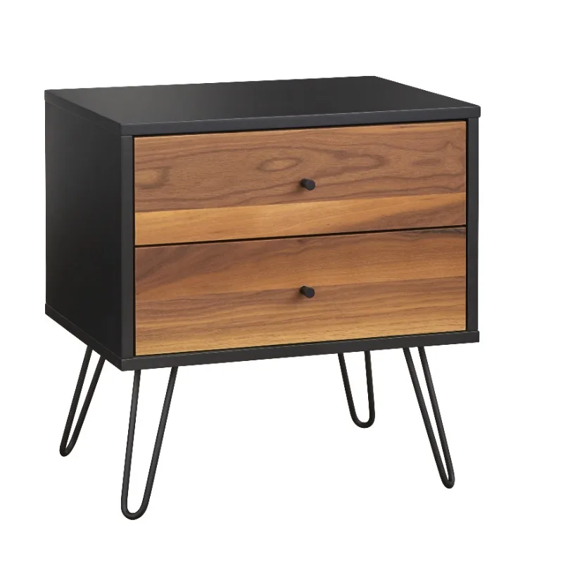 

TMS Rodan 2-Drawer Night Stand, Walnut and Black