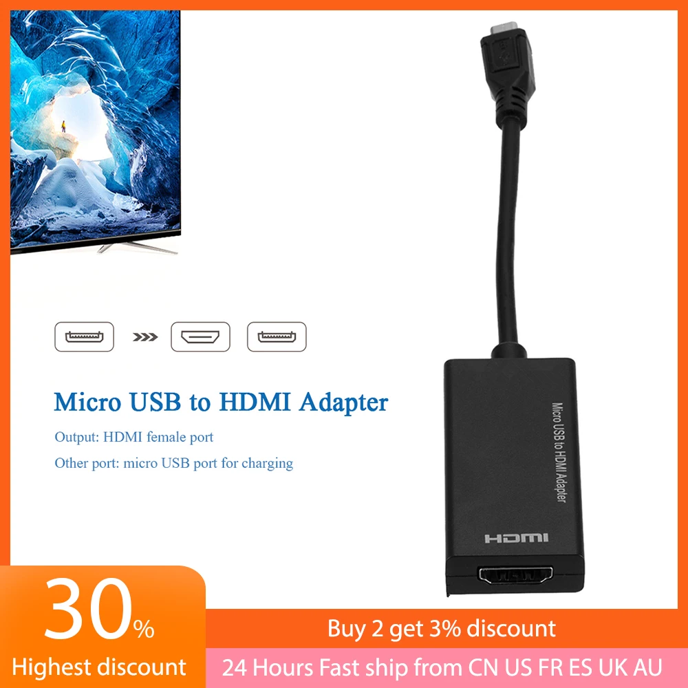 External Video Card Multi Monitor Adapter Cable Micro USB 2.0 to HDTV Adapter Converter for Xiaomi Samsung HTC LG Android Phone