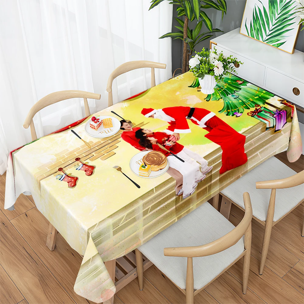 

С рождественским принтом, для отца креативная семейная скатерть для ужина, свадьбы, дня рождения