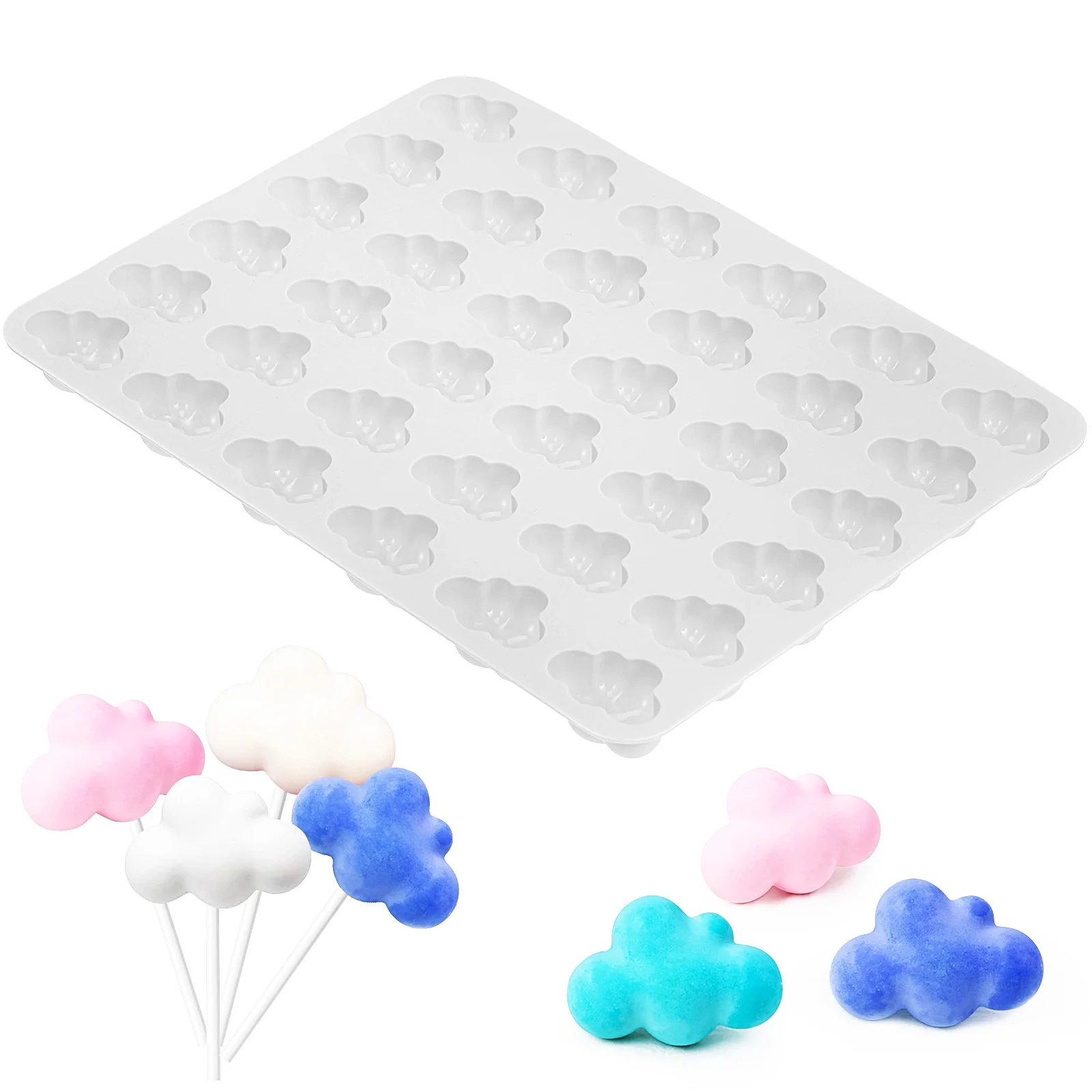 Cloud Silicone Mold for Sweets Frost Form Forms Candies Chocolate Candy Donut Gummy Round Ice Cube Mini Bars Paper Cup Gelatin