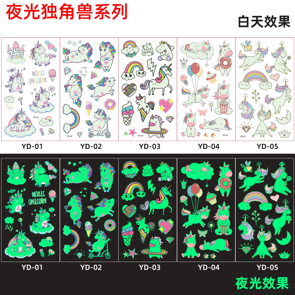 Тату-наклейки светящиеся детские временные фейковые татуировки с блеском на лице, руках и ногах для детей искусство тела наклейка русалка.