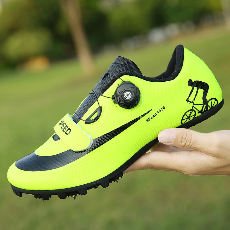 

Rotating self-locking Track & Field Shoes Women Spikes Sneakers Black Running Training Shoes Lightweight Men Spike Sport Shoes