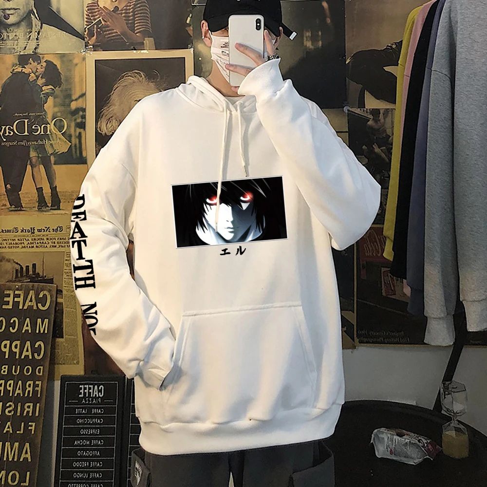 

Japan DEATH NOTE Print Anime Hoodie Streetwear Sweatshirts with Cosplay Hoodies Long Sleeve Pullover Warm 2022
