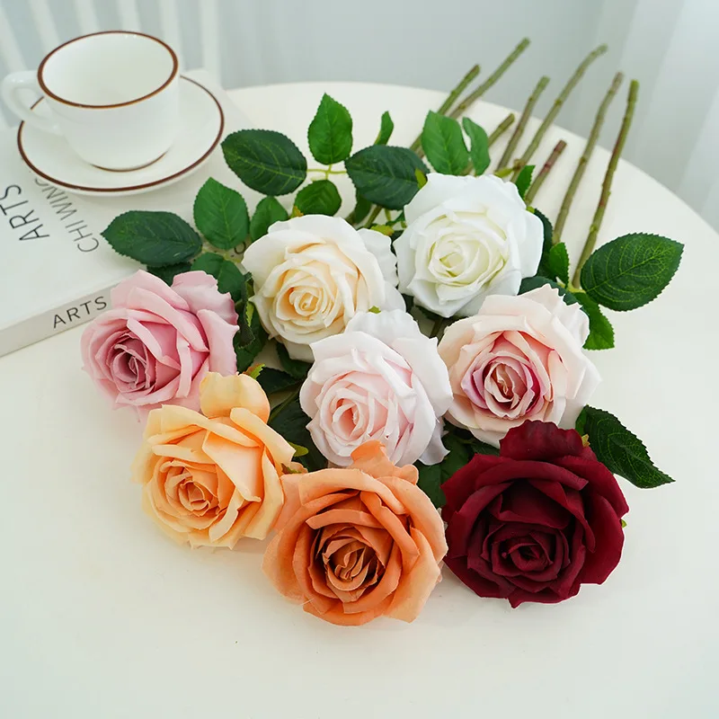 

Simulation Roses Branch Silk Rose Artificial Flowers Home Living Room Decoration Wedding Bouquets Bride Holding Flowers