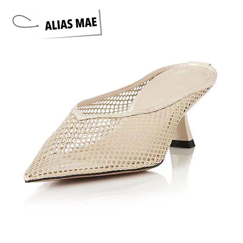 Новая летняя одежда босоножки на высоком каблуке с острым носком и сетчатой