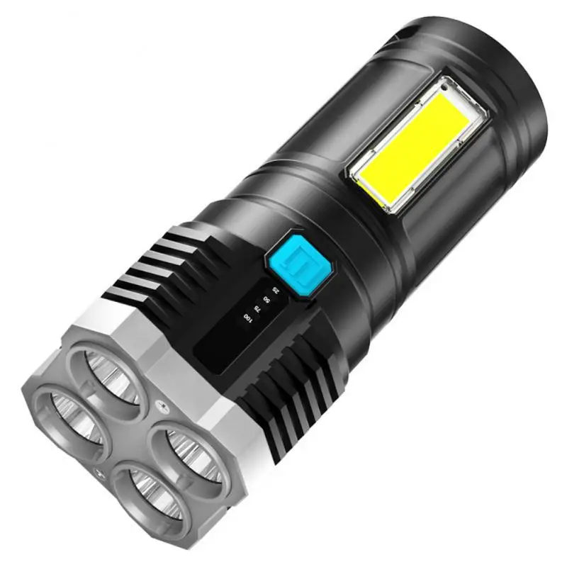 

Cob тактический портативный фонарик для улицы, 4 головки, светодиодный фонарик, Usb перезаряжаемые мощные фонарики, оптовая продажа 2023, супер яркий