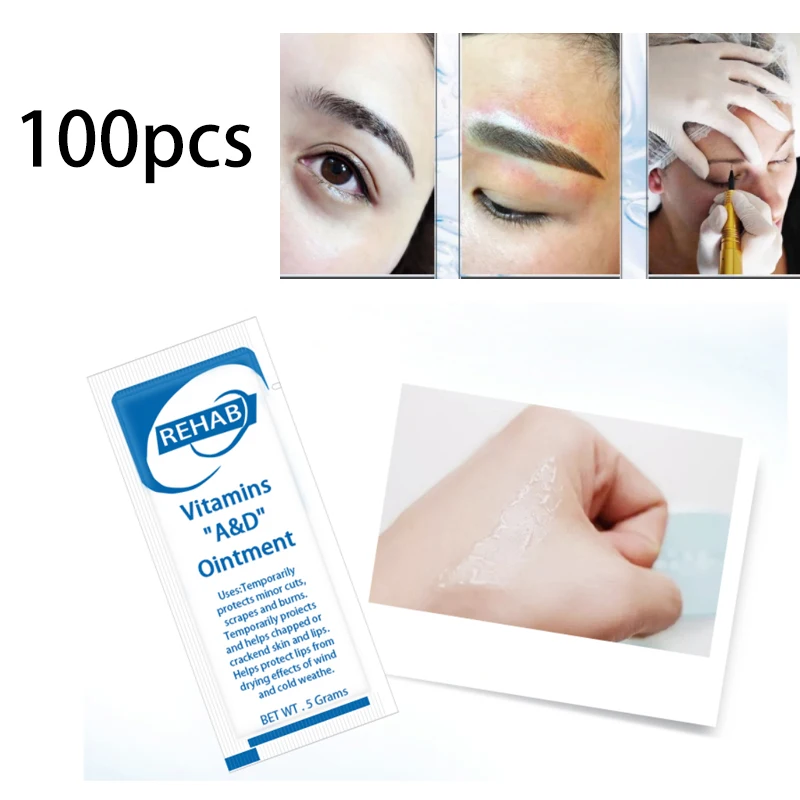 

100Pcs Tattoo Aftercare Cream Vitamin Ointment A&D Anti Scar for Tattoo Body Art Permanent Makeup Tattoo Body Art Care Supplies