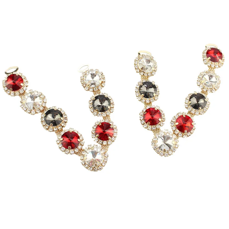 

2pcs Alloy Round Crystal Rhinestone Shoe Chain Buckle Bikini Flip Flops Connectors Metal Apparel Bags Cap DIY Garment Sewing