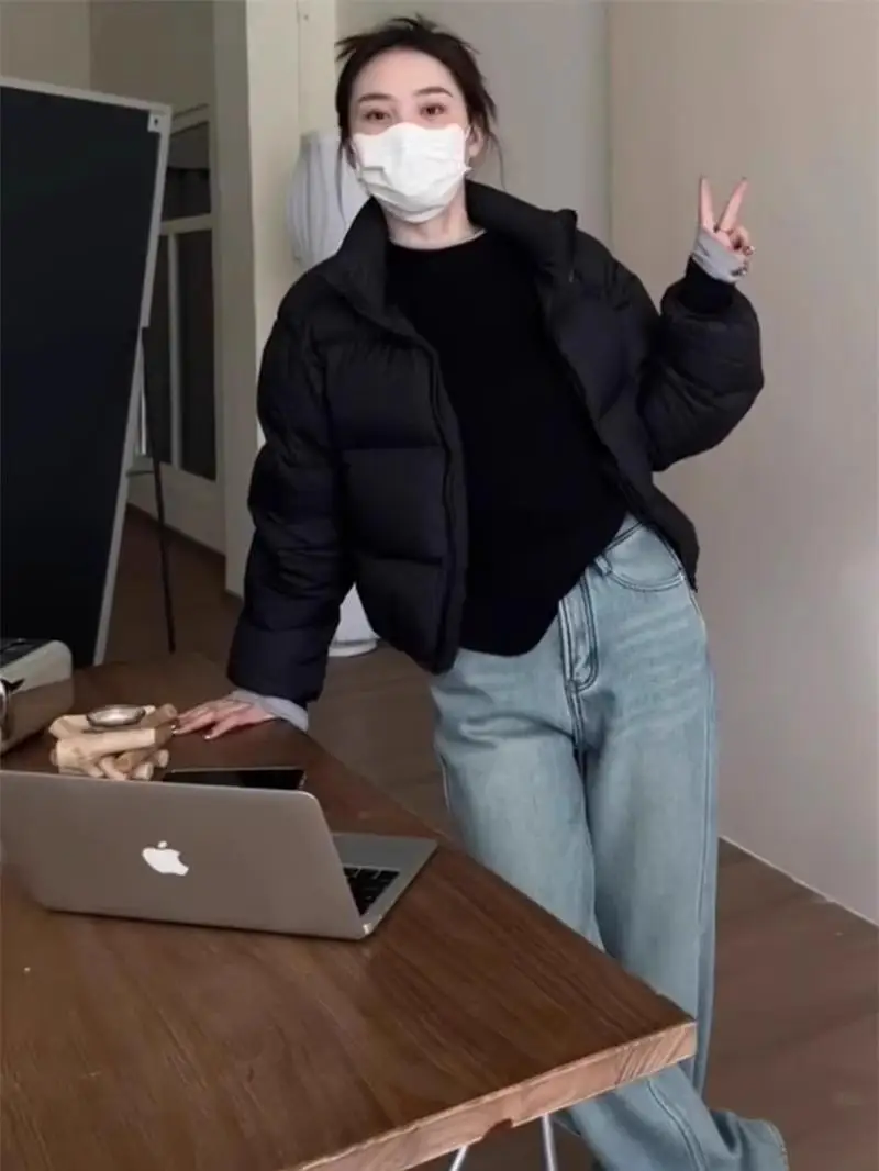 Женский пуховик на белом утином пуху короткий маленький зимний 2024 новый